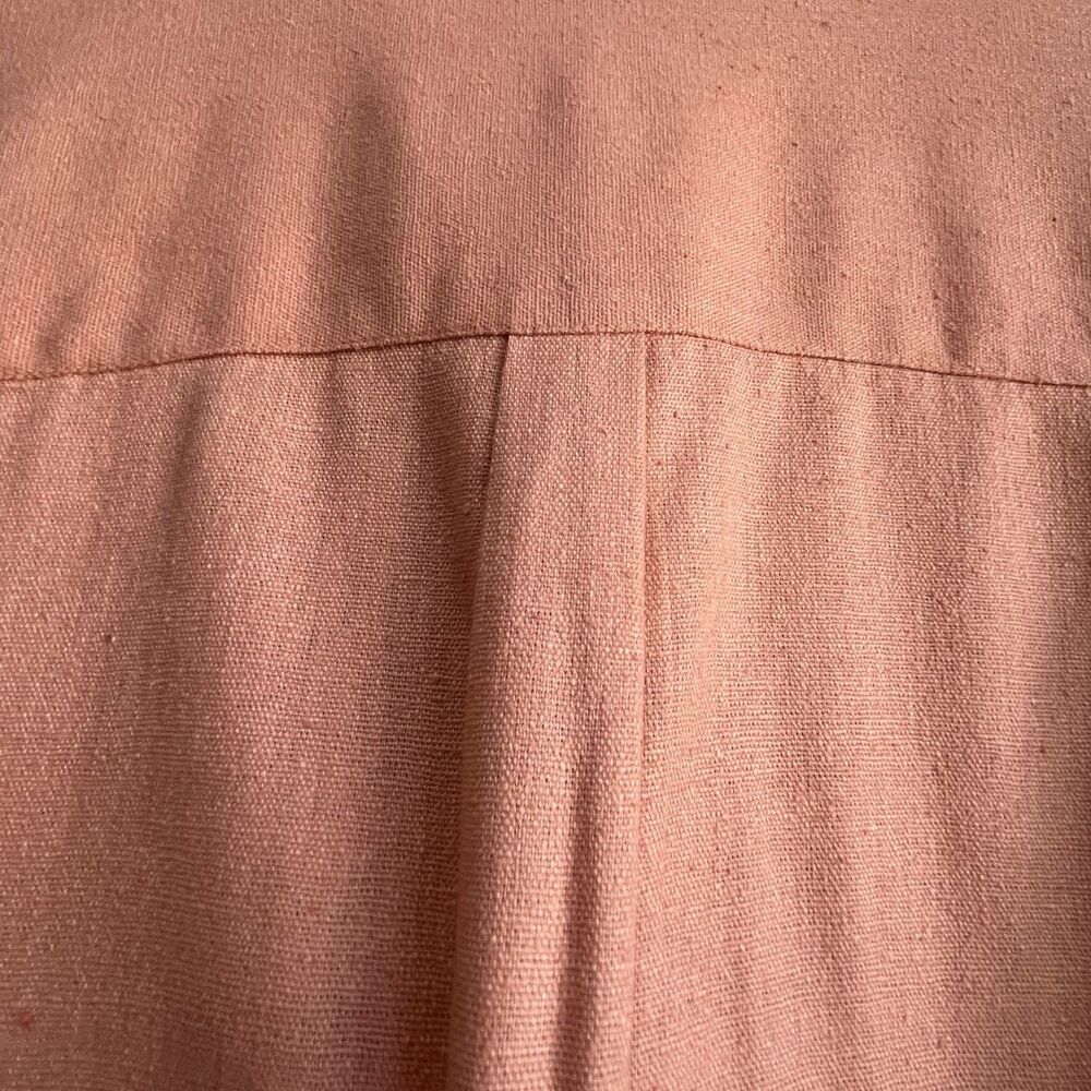 100% Silk Textured Midi Dress     Peach Blush Belted Pockets Size 8 - Picture 10 of 13